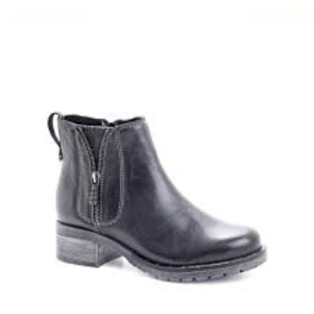 Dromedaris Women's Black Kelyn Leather Side Zip Classic Ankle Moto Bootie Size 7